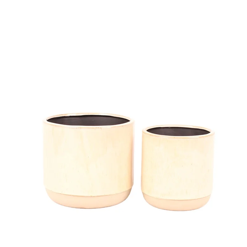 straight round ceramic pot flower copper Europe style yellow Customize auto medium vase