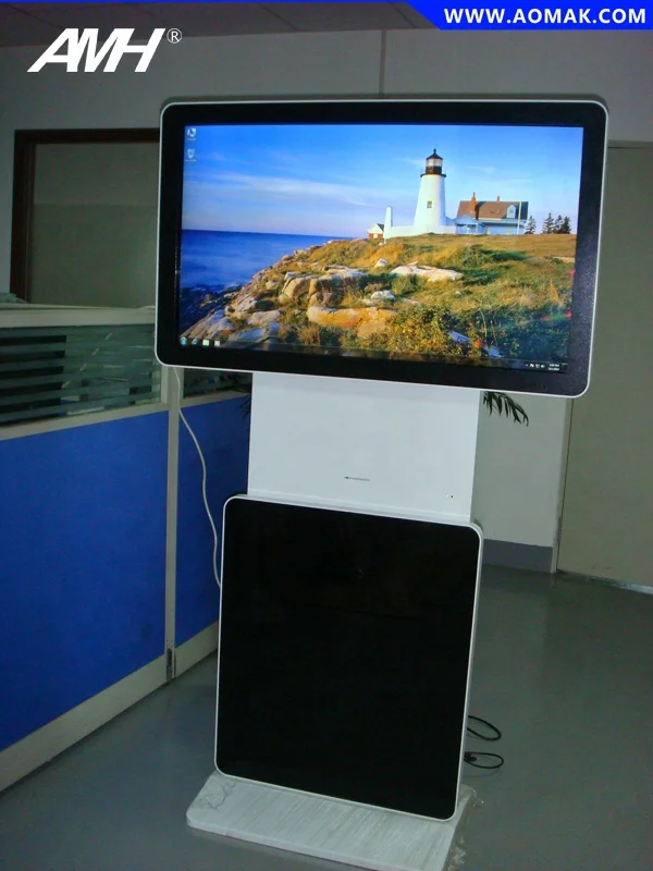 Floor Standing LCD Digital Poster Business All Indoor Display in One With Touch Monitor Rotatable Screen Digital Signage Black