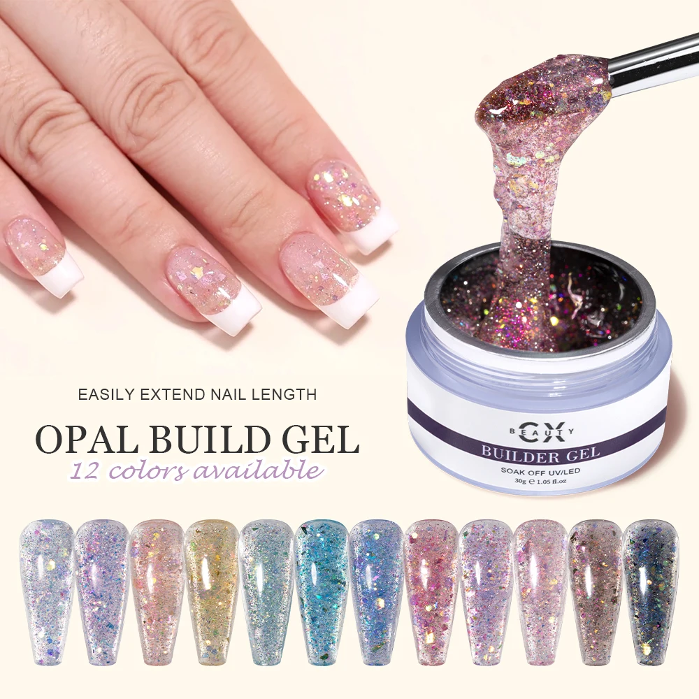 Quick Extension Nail Gel Glitter Color Acrylic Quick Building Gel Polish Nail Art Varnishes DIY Design Manicure