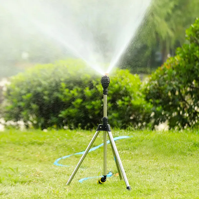 Lightweight Adjustable Tripod Irrigation Watering Lawn Garden Yard Spray Sprinkler On Tripod Base