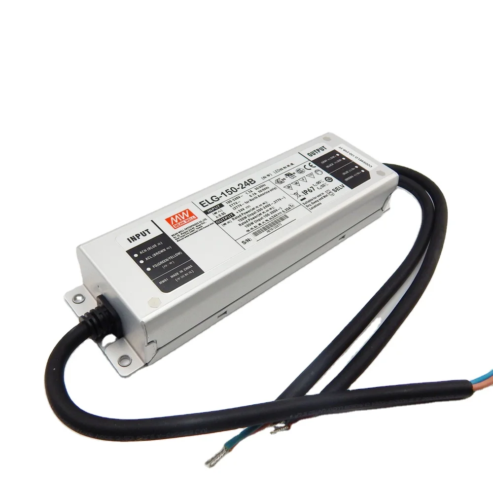 Cheap original meanwell led driver 40W to 600W alu case 150W 24Vdc 0-10v dimming led driver IP67 ELG-150-24B