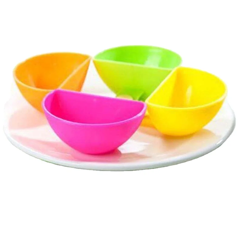 4PCS/lot Dip Saucers Assorted Salad Sauce Ketchup Jam Dip Clip Cup Bowl for Tomato Salt Vinegar Sugar Flavor Splice