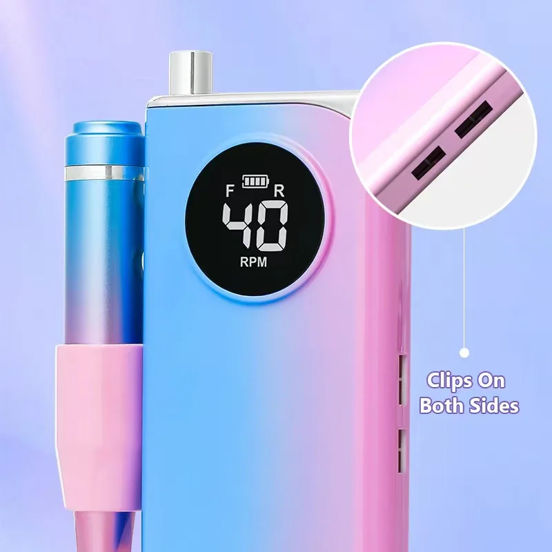 Professional Nail Polishing Machine Tool Nail Drill Machine Plastic Wireless Portable Electric Acrylic E File Strong 40000RPM