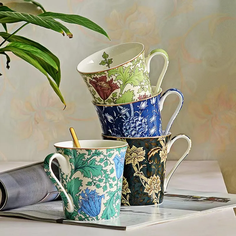 Wholesale new bone china  coffee mugs custom  flower logo ceramic cup ceramic mug ceramic coffe mug