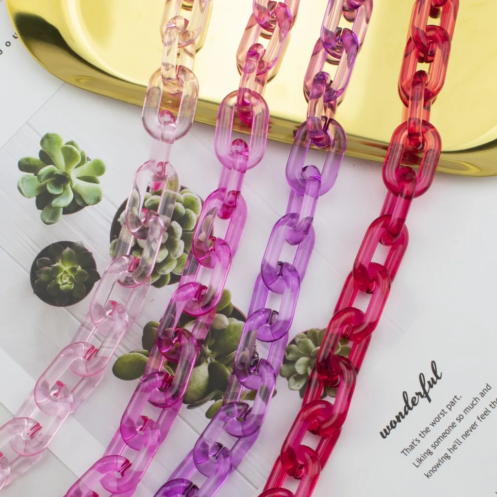 20x31mm new arrival transparent acrylic link chain colorful plastic chain for handbags crystal color