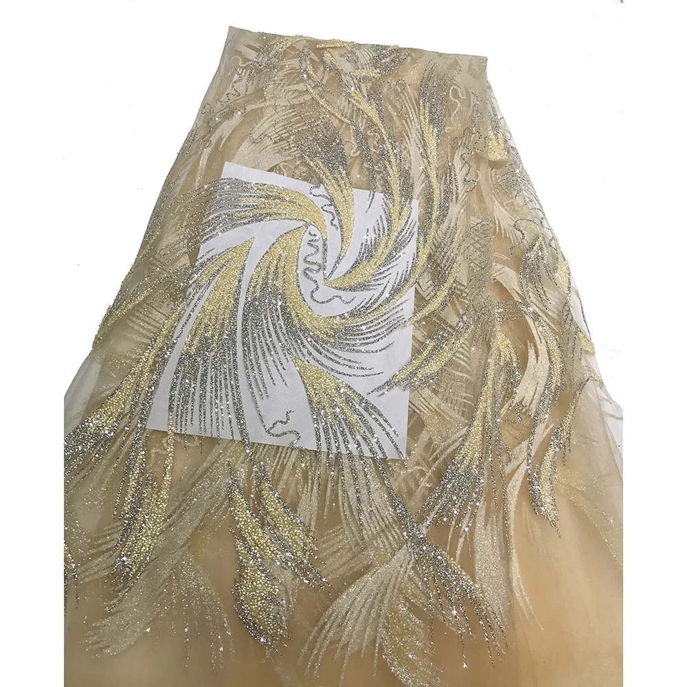 Peach/Ice Blue/White/Cream Shiny George African Nigerian Net Rhinestone Fabric Crystals Glitter Lace from China Wholesale Price