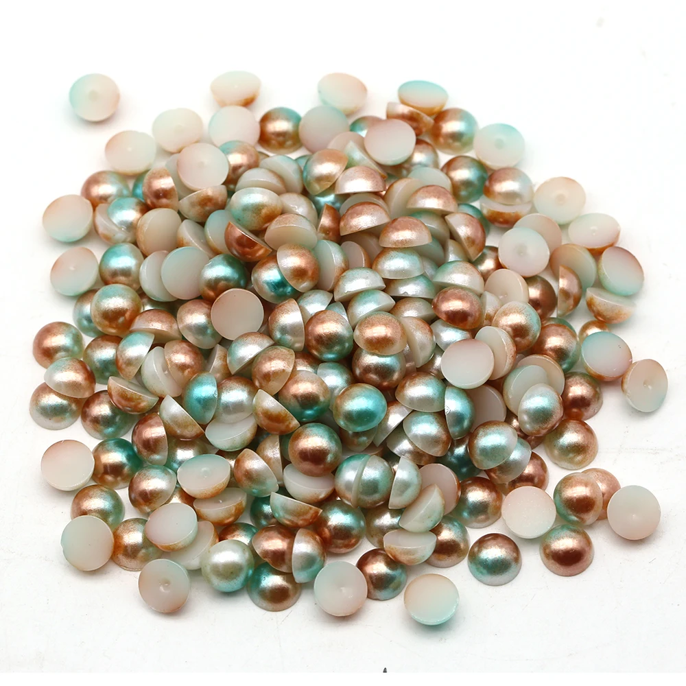 WHATSTONE Orange Green Rainbow Color 3mm-16mm Abs Half Round Pearl Beads For Wedding Dress Decoration