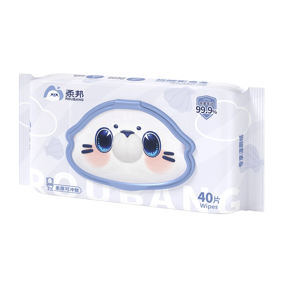 Eco-Friendly Wet Toilet Paper Pouch Flushable Cotton Wipes for Household Cleaning Feminine Use Wet Wipes