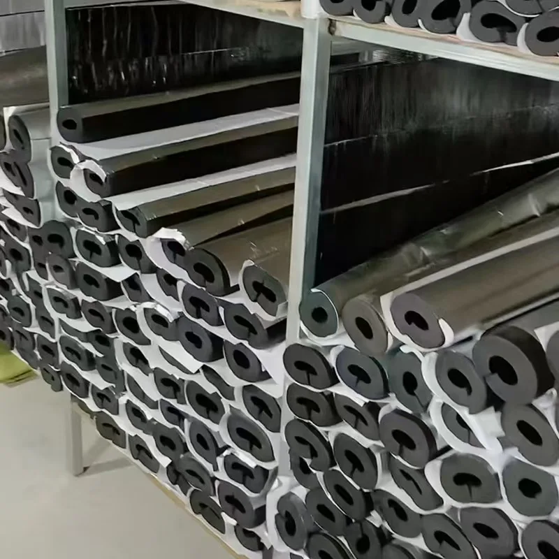 Foam rubber tubing for copper pipes / bellsafe flexible elastomers with aluminium foil NBR/PVC rubber foam insulation