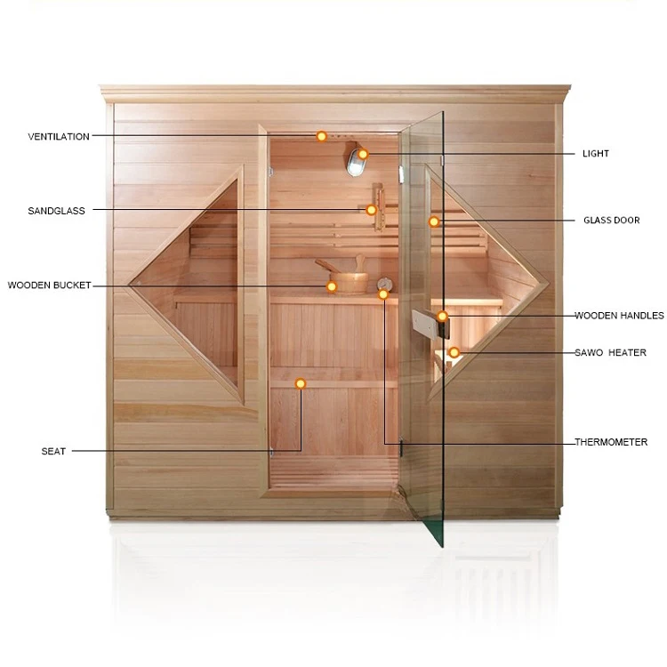 Traditional Steam Sauna Room With Wood Burning Stove