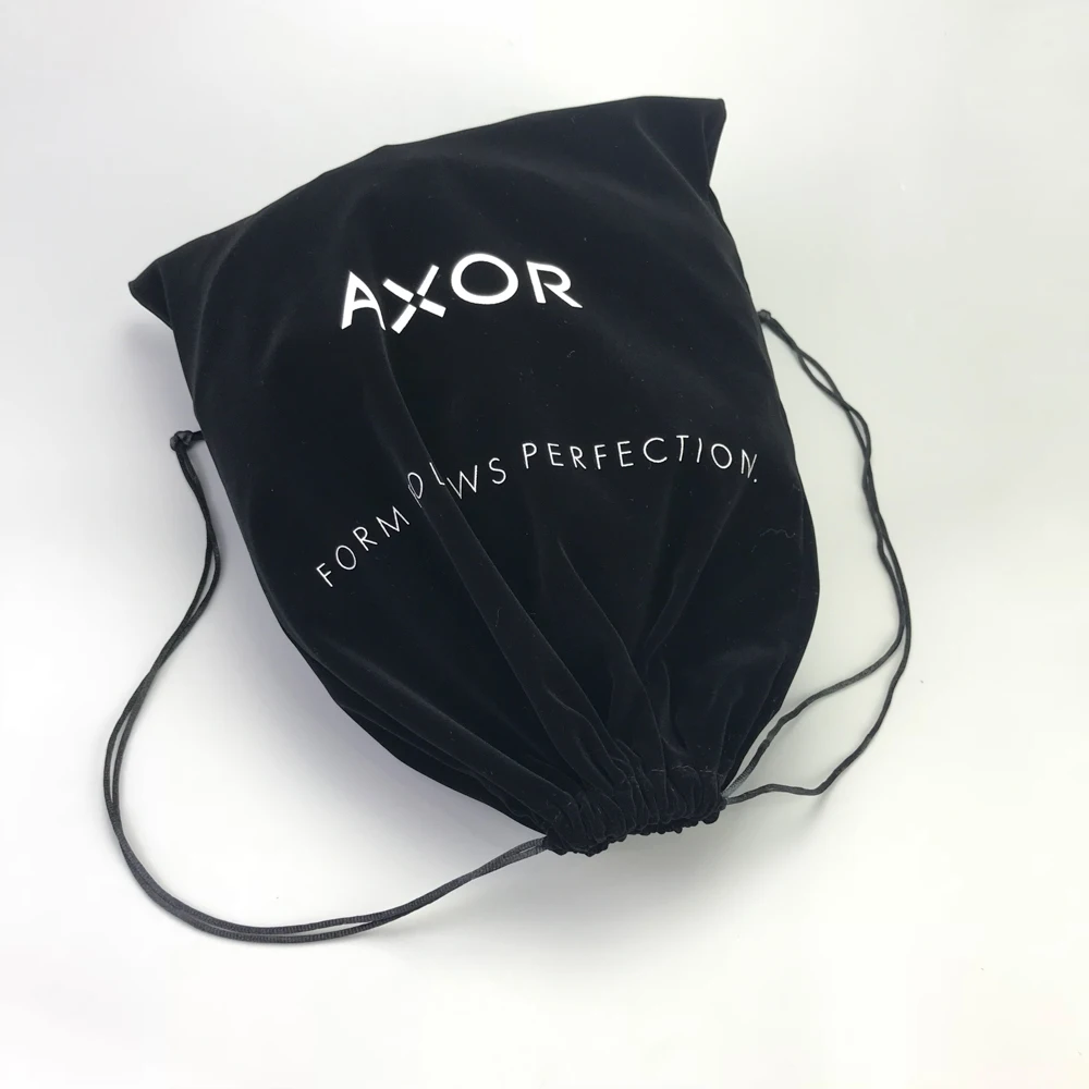 custom design black velvet gift drawstring cosmetic velvet dust bag for packaging with with logo