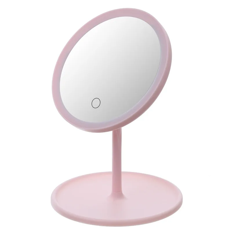 Desktop Mirror Round Portable Travel Cosmetic Smart Touch ScreenTable Makeup Mirror with Light Led Vanity Mirror