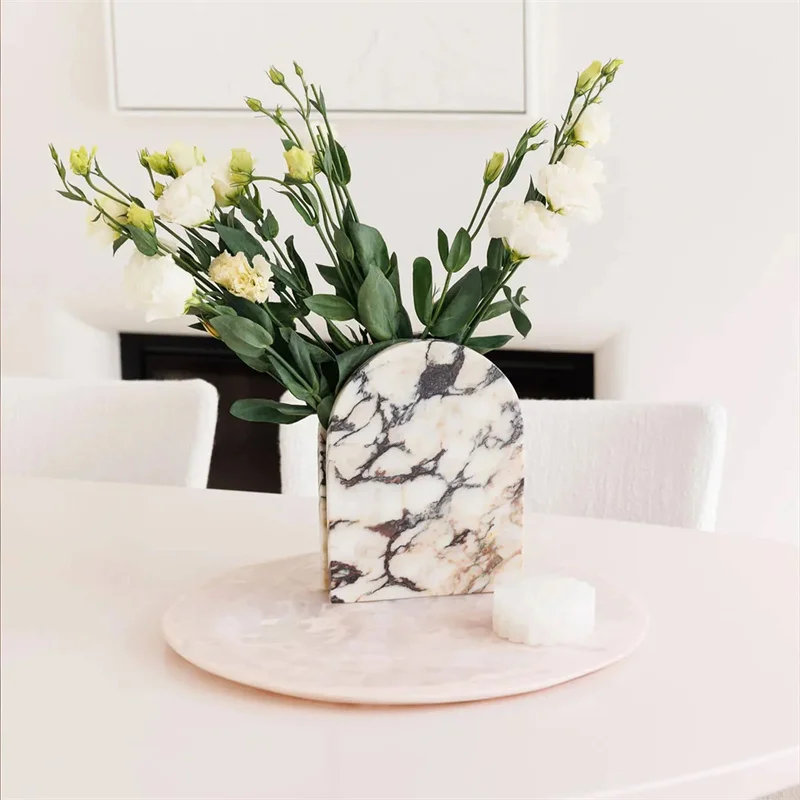 Large Handmade Calacatta Viola Marble Flora Vase And Flower Pot