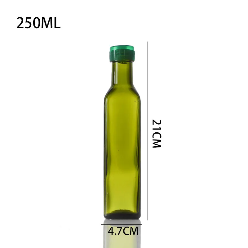 Wholesale 250ML500ML750ML1000ml dark green square glass olive oil bottle for olive oil