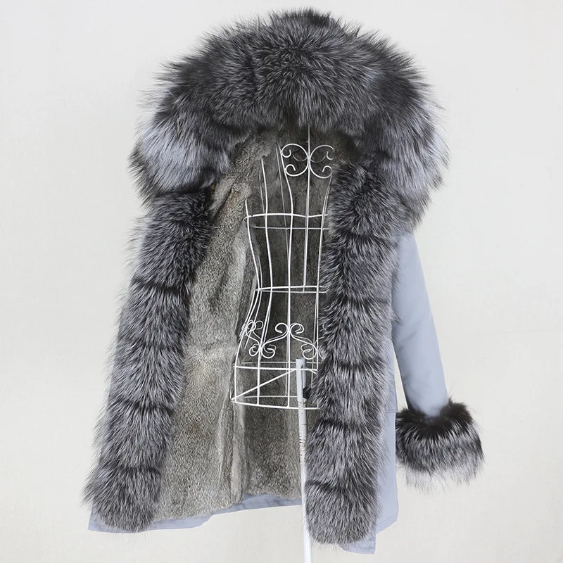 OFTBUY 2024 Waterproof Winter Jacket Women Long Parka Real Rabbit Fur Coat Natural Raccoon Fox Fur Collar Hood Warm Streetwear