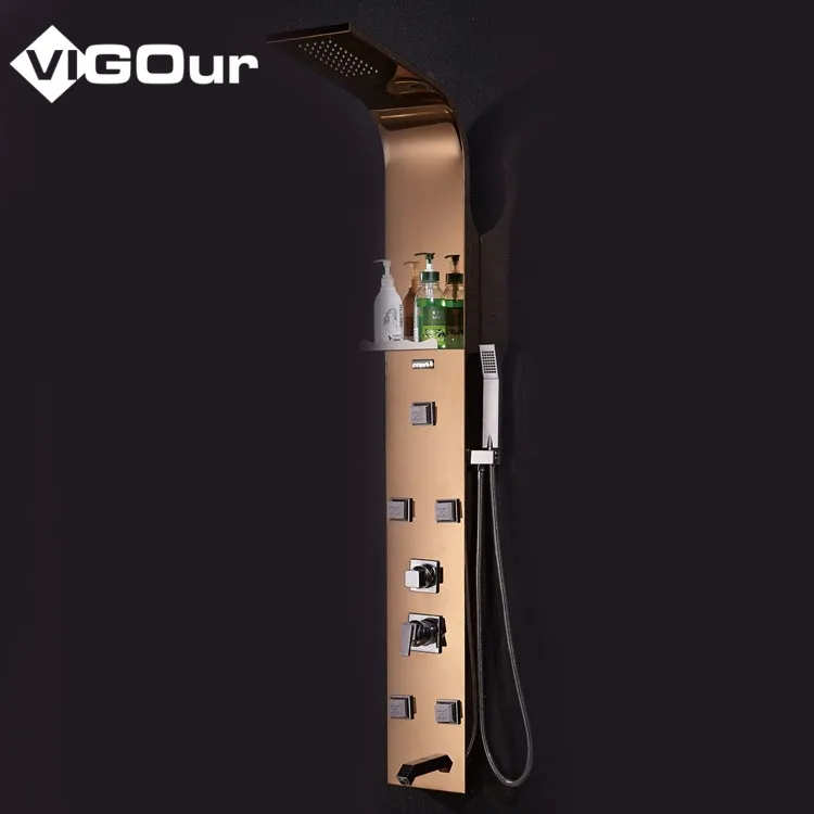 Wall mounted bathroom  smart shower panel stainless steel rain shower