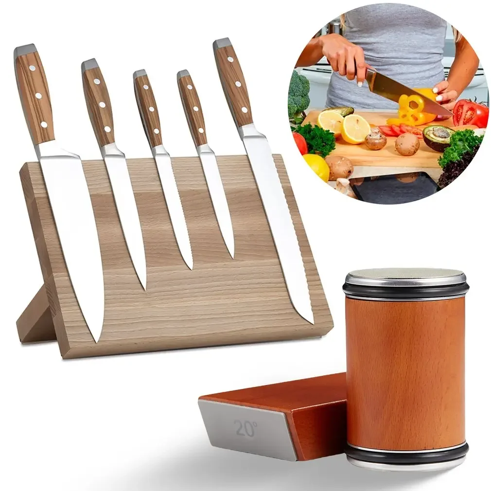Kitchen Detachable Sharpening Stone Kit Manual Tumbler Diamond Knife Sharpener Roller Rolling Knife Sharpener Set for Knives