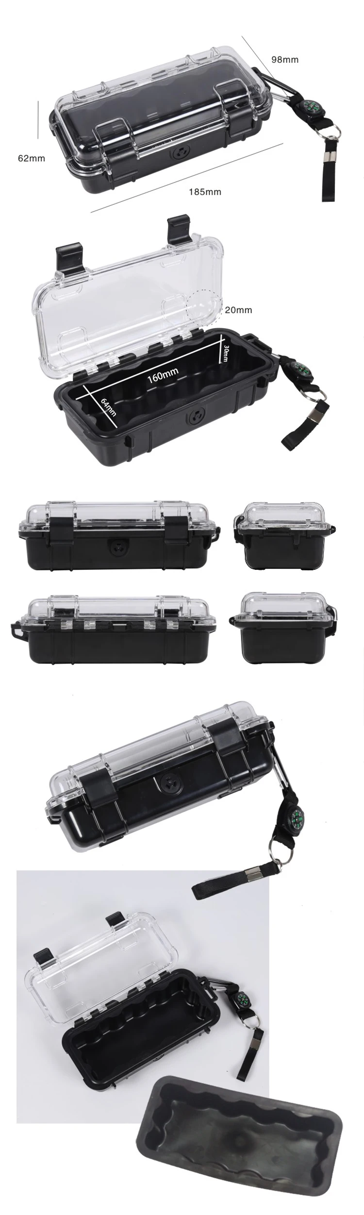 IP67 Plastic waterproof equipment case with clear lid