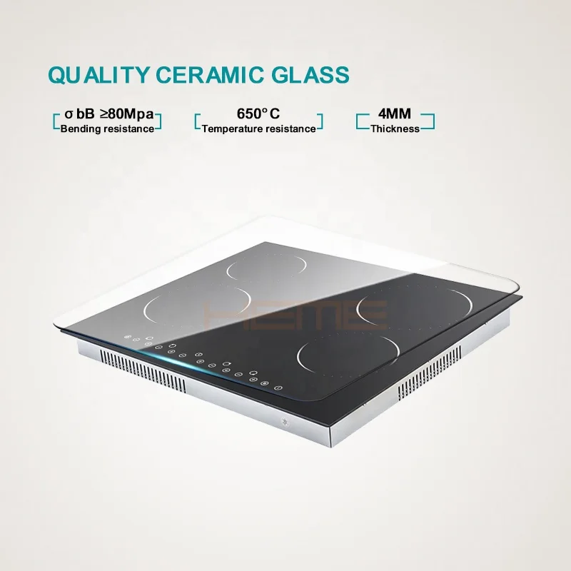 CE CB Certificate Kitchen Cooking Appliance Built-in Touch Control Four Plates Glass Panel Electric Stove