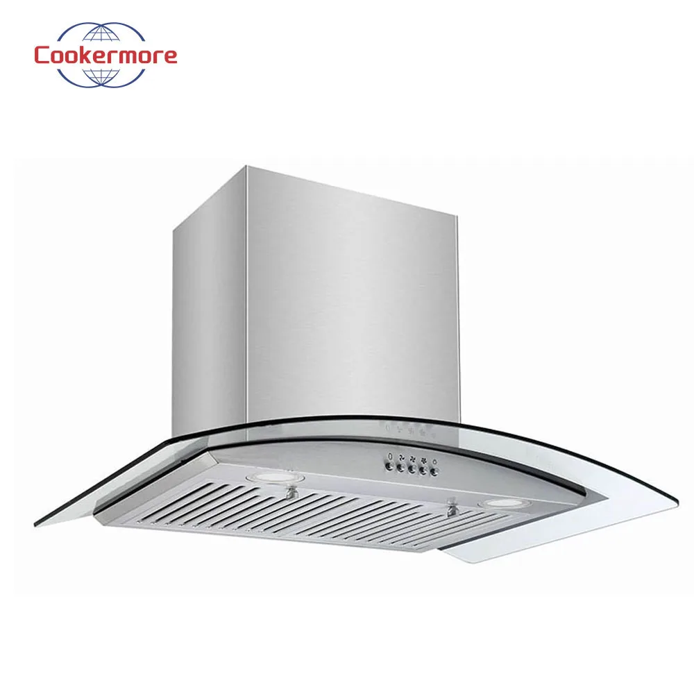 Environmentally-Friendly Stainless Steel arc-shapedTouch Control Range Hood Electric Wall-Mounted for Kitchen RV Household Use