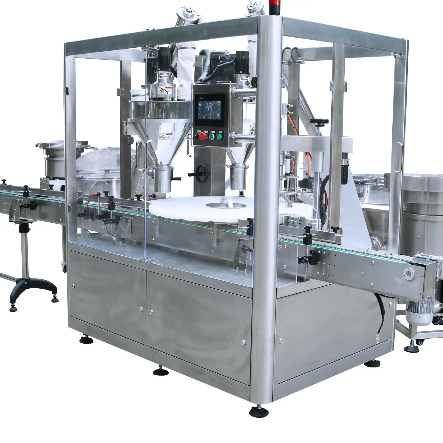 Bottles tins cans jars of milk ablumen coffee glucose talcum dry powder filling and sealing machine