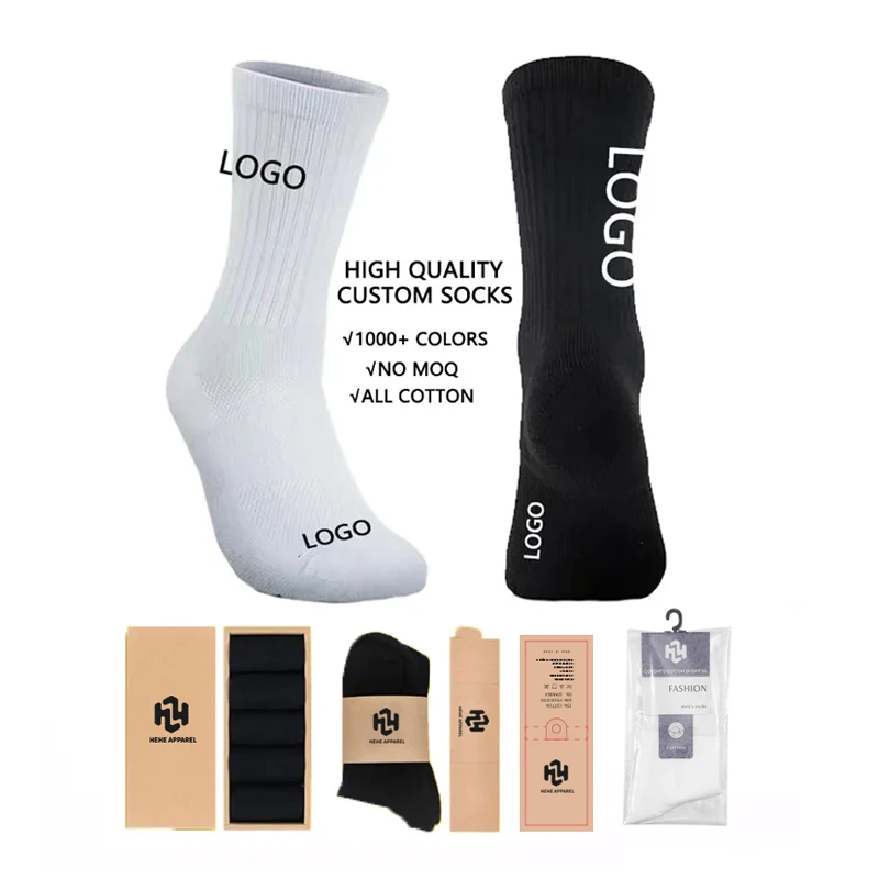 Нет минимального заказа HEHE качественные Модные мужские компрессионные дизайнерские спортивные баскетбольные носки унисекс с вышивкой логотипом
