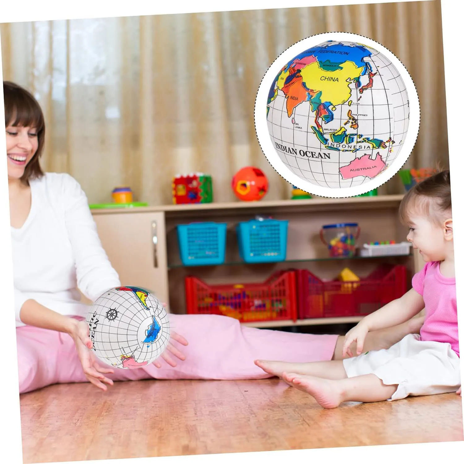 Inflatable Ball Earth Globe Beach Balls for Kids Indoor Outdoor Playing Balls PVC Customize Size