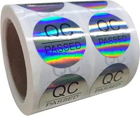 Custom QC Passed Stickers 500 Pcs QC Pass Hologram Stickers for Warehouse Inventory Quality Control Check Tested Pass Approval