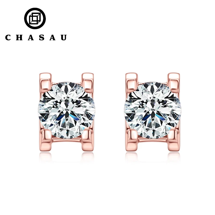 Diamond Stud Earrings 5mm 0.5CT 0.5 Carat D-Color Moissanite 925 Sterling Silver Vintage Anti-allergy for Women