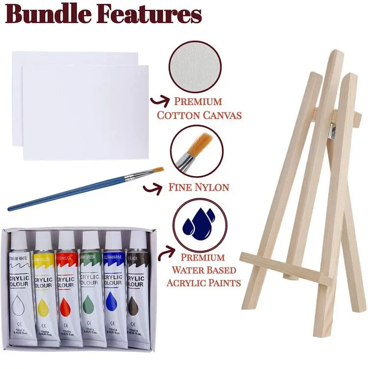 
Top quality painting kit for artists non toxic acrylic paints 12ml Wood Studio Table Easel 