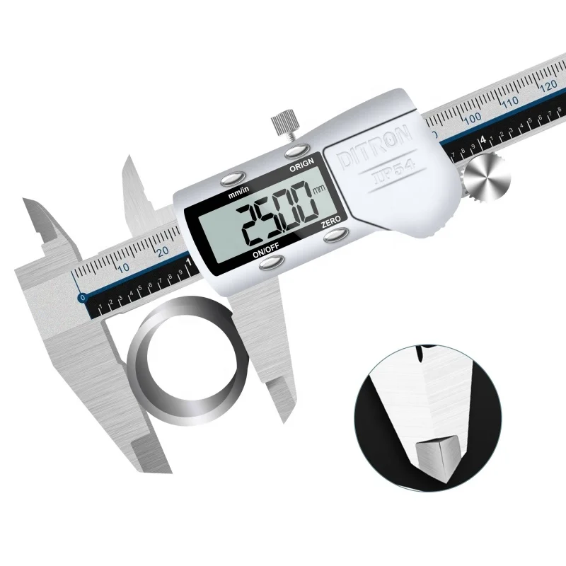 DITRON High Precision Digital Caliper 0-150 mm 6 inch LCD Screen Measuring Tool Electronic IP54 Stainless Steel Metal Caliper
