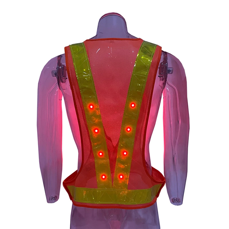 Custom Logo Construction Safety Reflector Vest belt Rechargeable Running Cycling Led Light Flash Reflective Vest