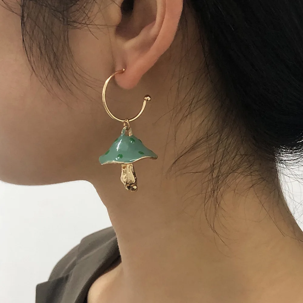 2024 creative dreamlike cute forest series small mushroom drop oill colorful earrings