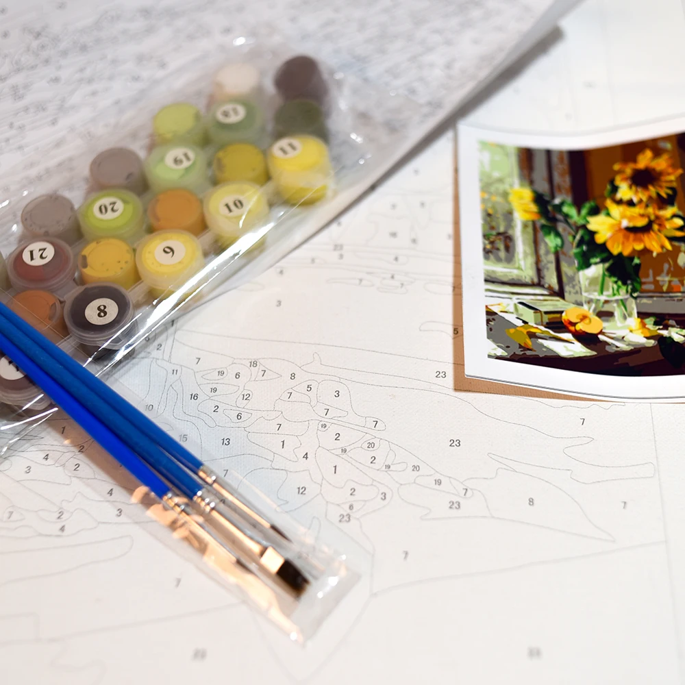 New Pop 12x16 Canvas Painting Kit Pre Drawn Stretched Canvas Diy Acrylic Painting by Numbers for Adult Sip