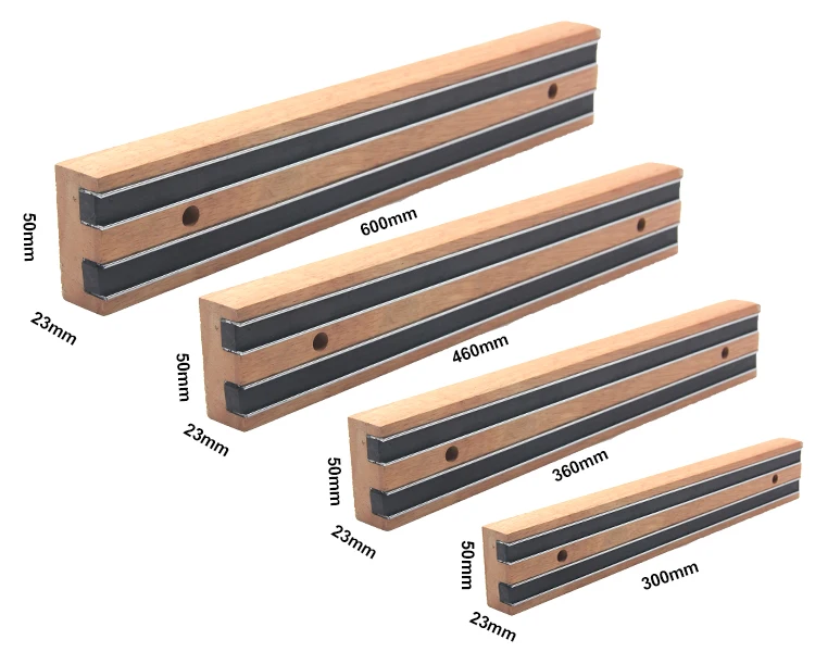 Wholesale stainless steel magnetic knife bar Kitchen Storage 16 inch  wood magnetic knife holder for wall