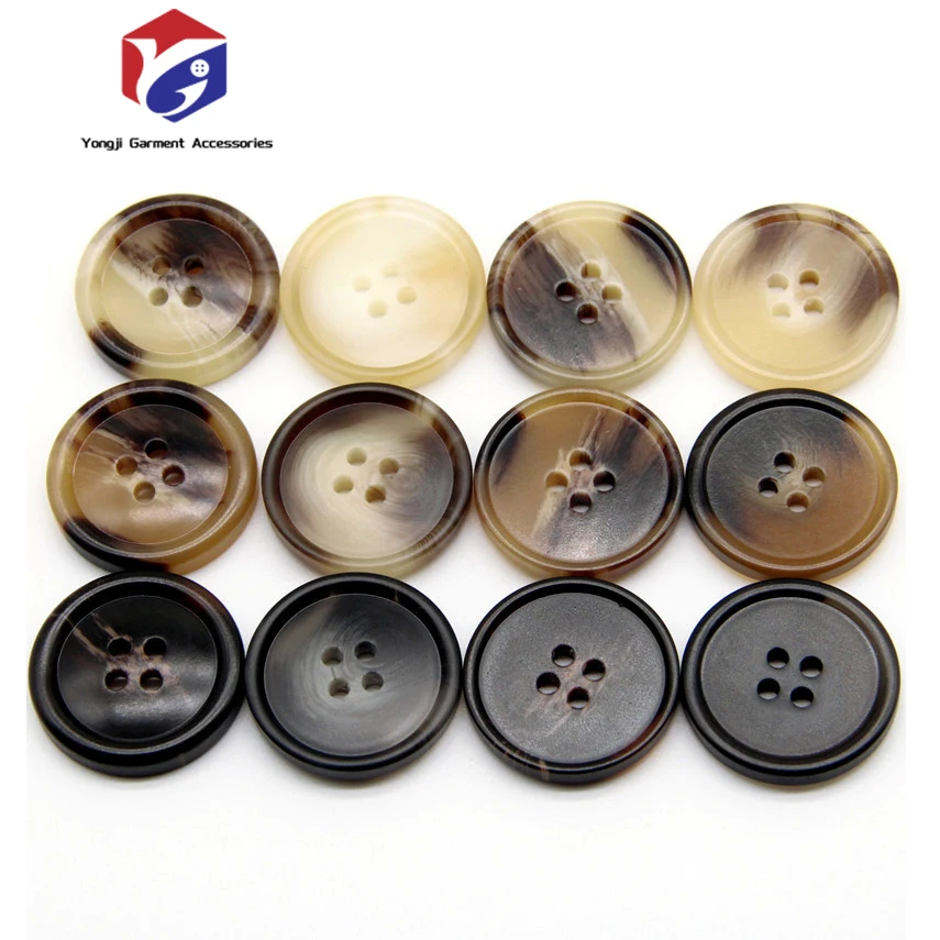 Manufacture Sewing 4-Hole Craft Round Blazer Resin Buttons 5 Color 3 Size 15mm,20mm,25mm Suit Coats  with Storage Plastic Button