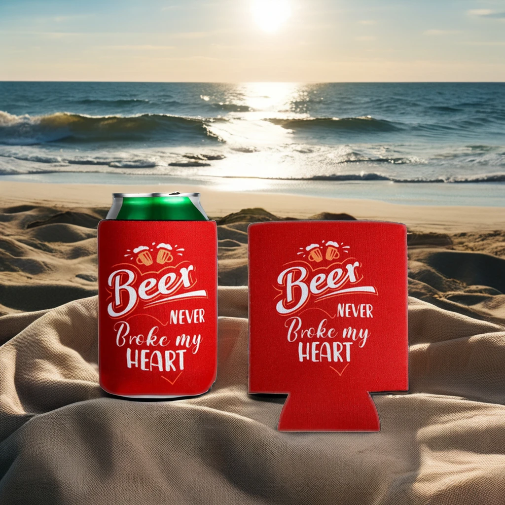 Custom Printed Insulated Neoprene Can Cooler Stubby Holder Sublimation Logo Collapsible Beer Can Cooler stubby Holder