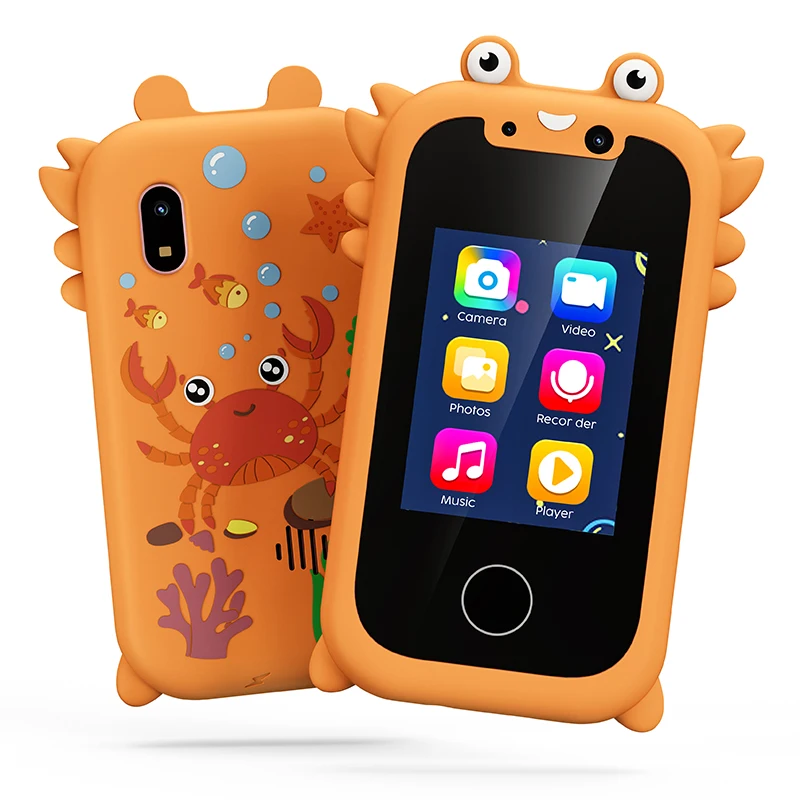 Wholesales KP06 Crab Multi-functional Kids Smart Phone Kids Toy Phone 0.3MP Phones For Kids With 2.4-inch IPS HD Screen
