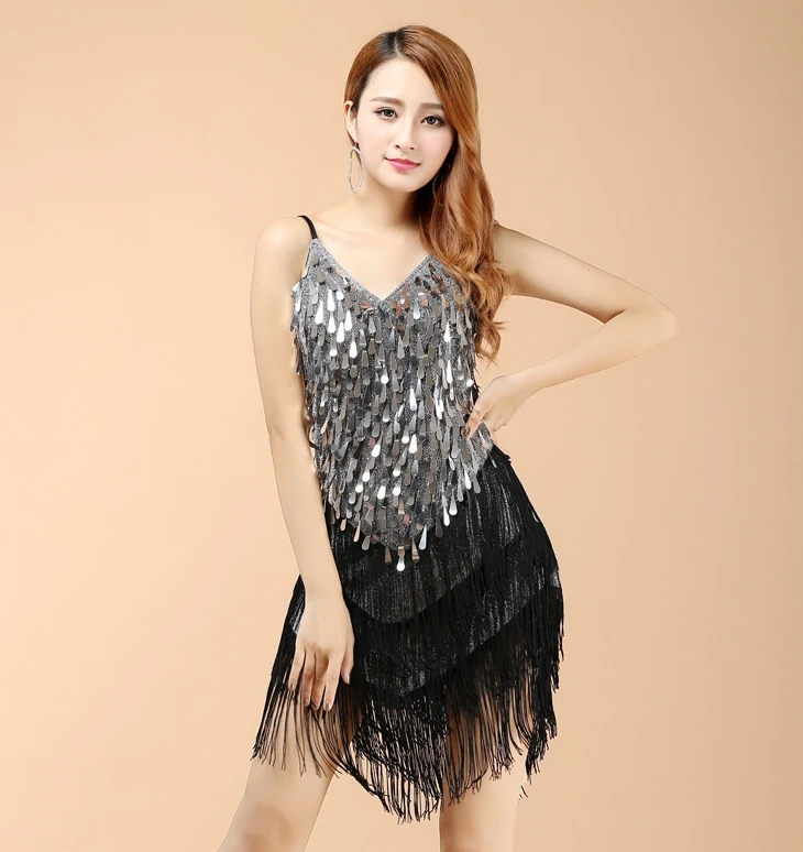 New arrivals sexy fringe latin dance dress for girls cheap tassel latin dance skirt on sale custom dancing dress