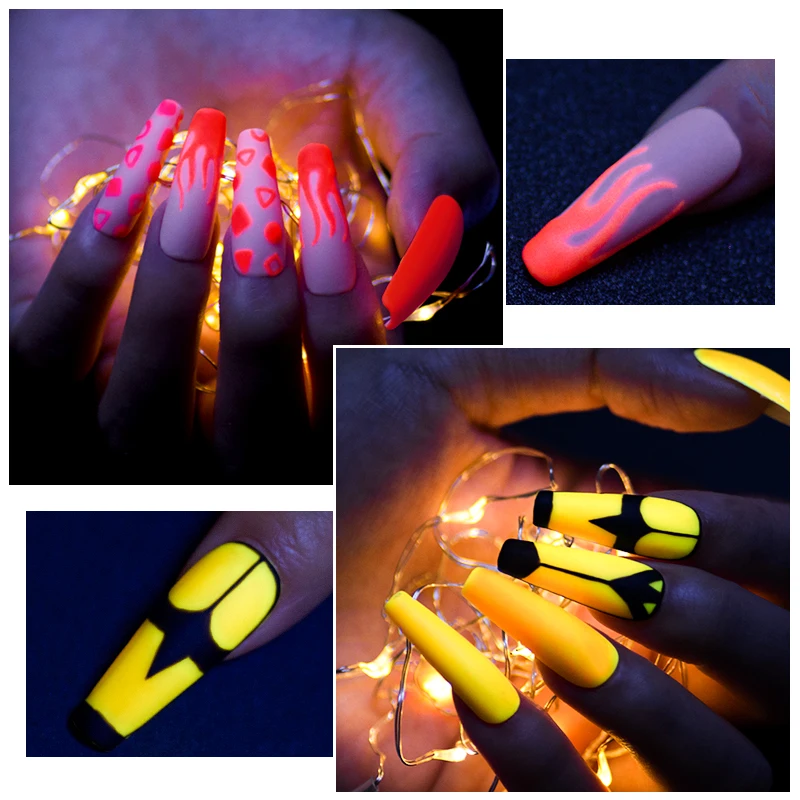 Nail Gel Glow In Dark Fluorescent Neon UV LED Semi Permanent Soak Off Gel Varnish Lighting In Night Nail Art