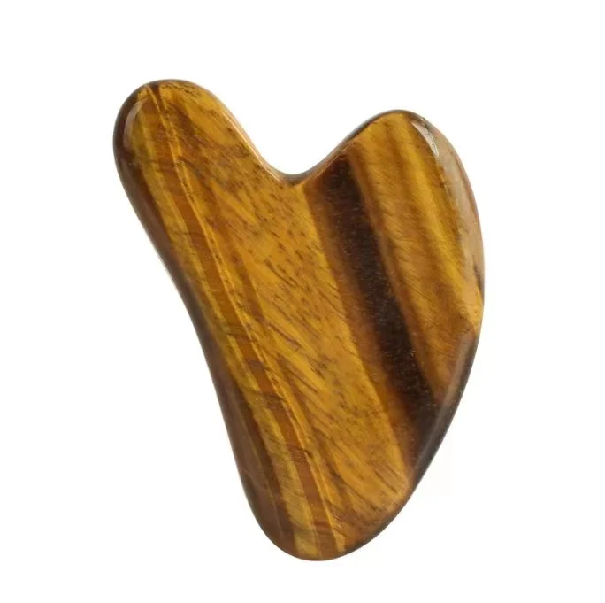 Natural jade heart shape board tiger eye facial guasha stone yellow crystal gua sha gift factory