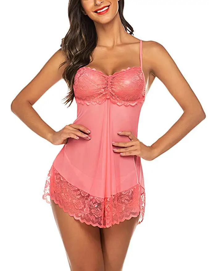 Lingerpantiesthrough Lace Cami G-string Sunderwearleepwear Pobriefsnightdress Set Lace Underwear Hot Girls Sexy Women Thin S-3XL