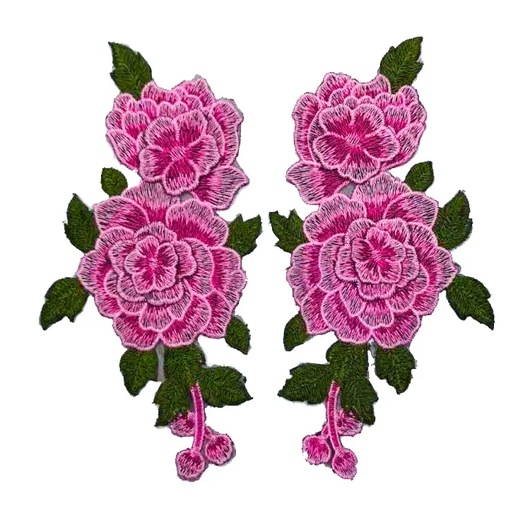 Clothing accessories embroidery lace three-dimensional glass gauze paste color one pair of flowers high-density Sew-on Patches