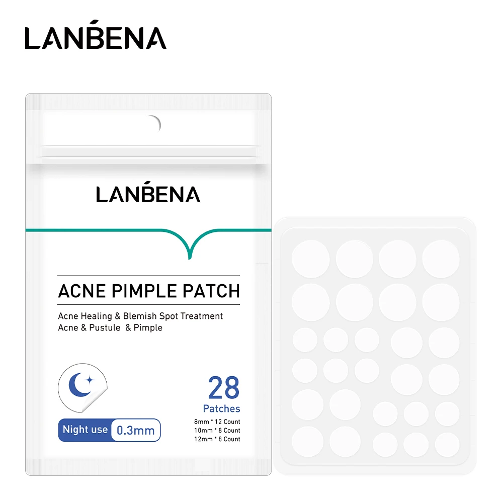 LANBENA 28 Patches Acne Pimple Patch Breathable Waterproof Smoothing Skin Acne Healing Blemish Spot Treatment for Night Use