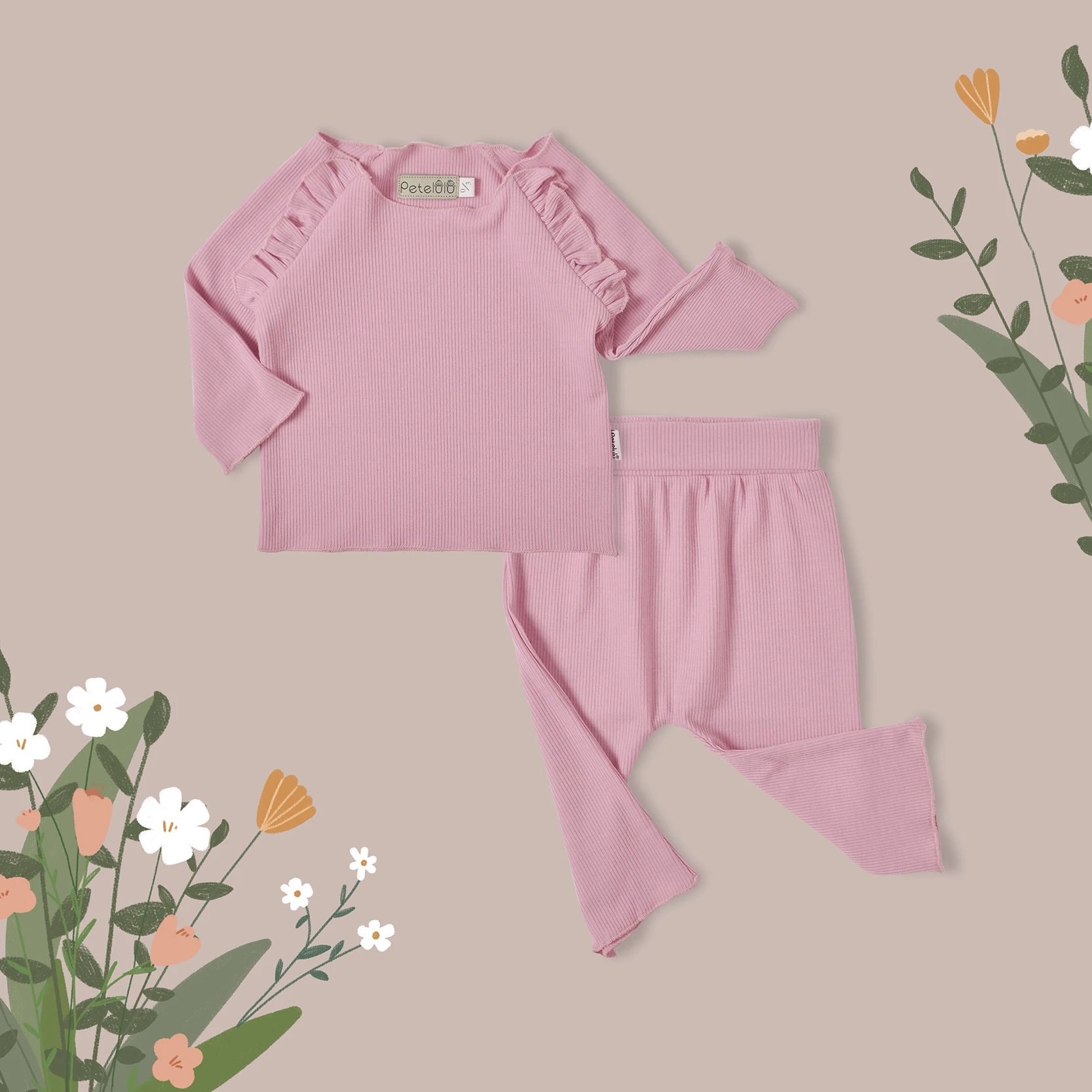 Infant Toddler Boys Girls Clothes Pajamas Ribbed Cotton tops & Pants Tracksuits Outfits Baby Clothing Set