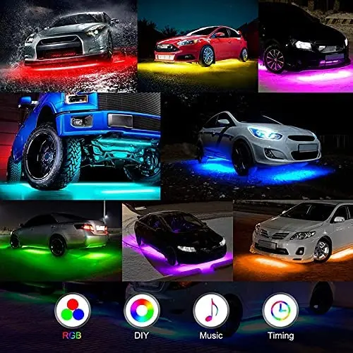 APP Control Universal Car Waterproof Led Strip Light Flexible Underglow RGBIC Dream Color Car Decoration Lights