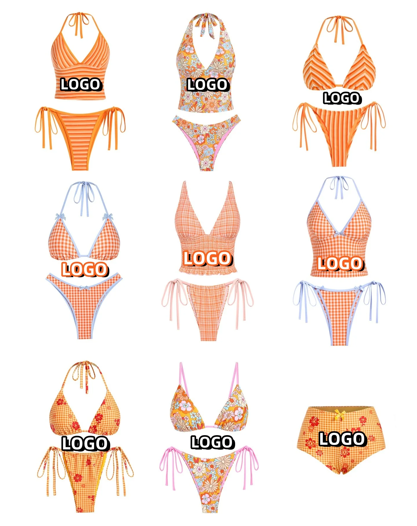 High Quality Two-Piece Beachwear Women Custom Color Bikini Set Backless Decoration Breathable Customizable Adults Beach Bathing