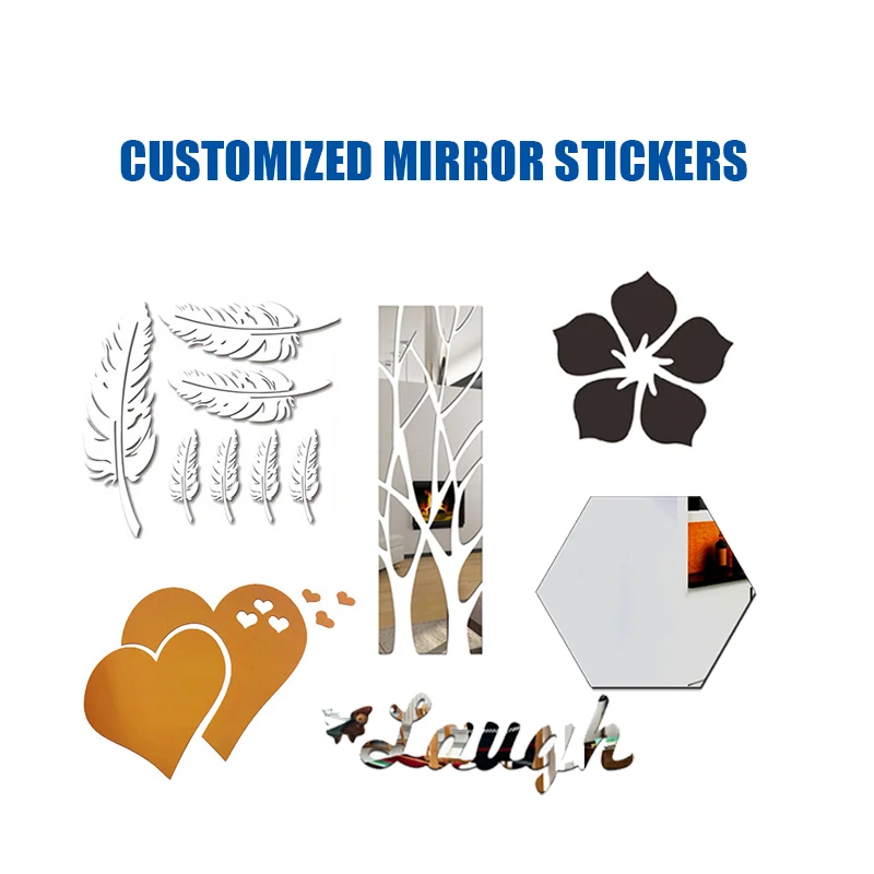 Factory Custom  Acrylic Transparent Mirror Plastic Sheet 2mm Decor Wall Sticker Adhesive