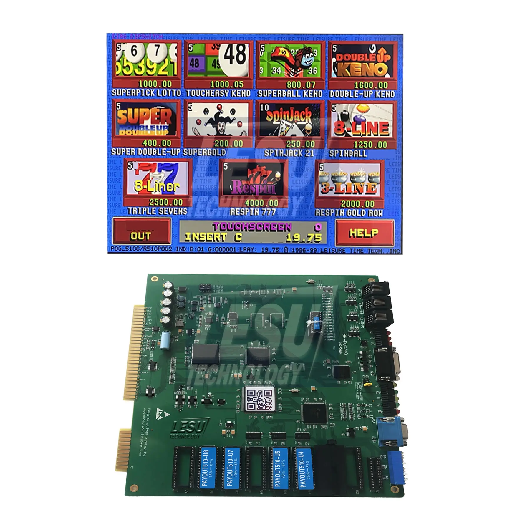 Newest version T510 game board 75%~82% percentage circuit board for POT O Go games Keno game board