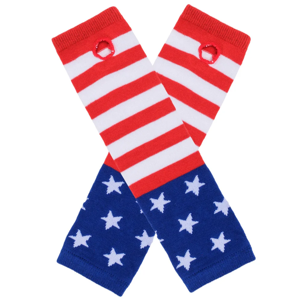 4th of July Independence Day Stars Stripe Thigh Socks Gloves Women Stockings American Flag Stockings Over the Knee Socks